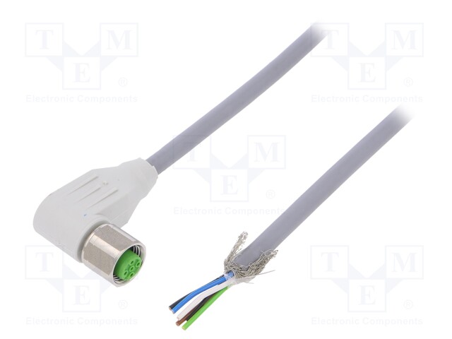 Connection lead; M12; PIN: 5; angled; 5m; plug; 60VAC; -25÷80°C