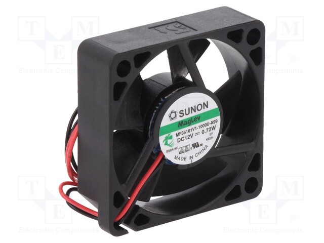 Fan: DC; axial; 12VDC; 35x35x10mm; 12.17m3/h; 28dBA; Vapo; 10000rpm