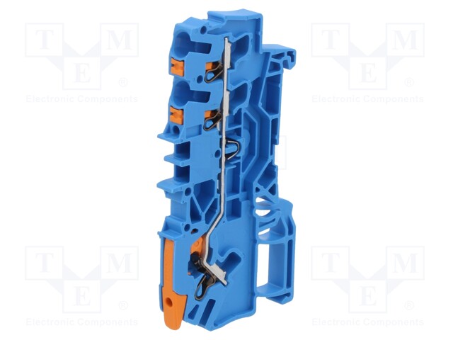 DIN Rail Mount Terminal Block, Through, 3 Ways, 22 AWG, 12 AWG, 2.5 mm², Clamp, 24 A