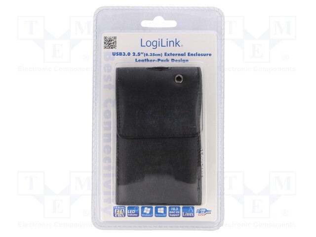 Hard discs housing: 2,5"; black; V: USB 3.0; Enclos.mat: leather
