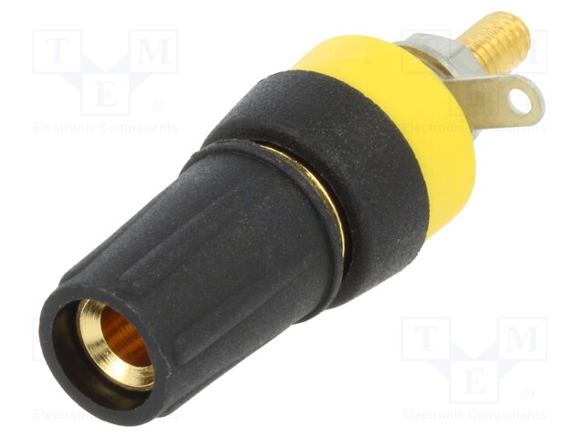 Socket; 4mm banana; 15A; 250VDC; L: 42mm; black; gold-plated