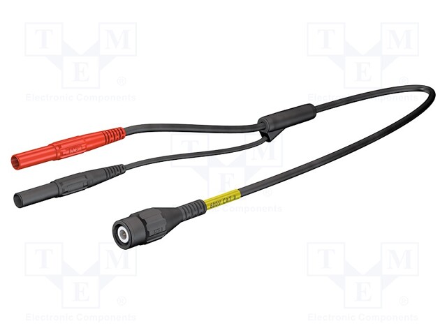 Test lead; BNC plug,banana plug 4mm x2; insulated; Len: 1m