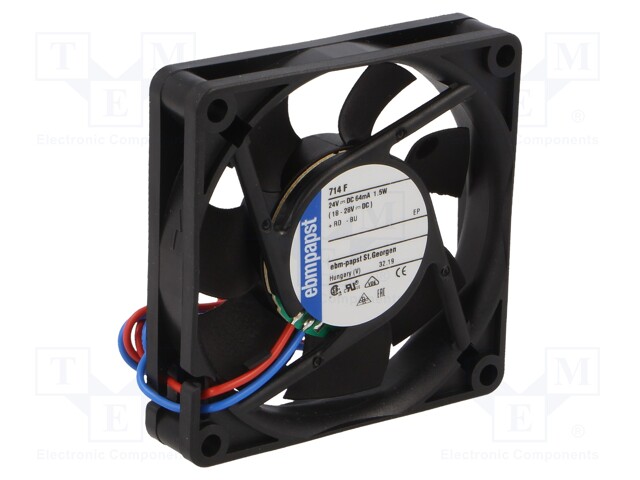 Fan: DC; axial; 70x70x15mm; 44m3/h; 38dBA; slide bearing; 5300rpm