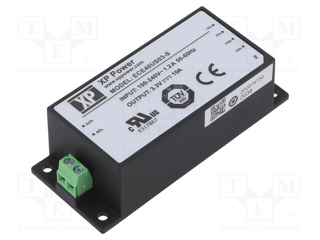 Power supply: switched-mode; 40W; 3.3VDC; 10A; OUT: 1; 87x40x28.5mm