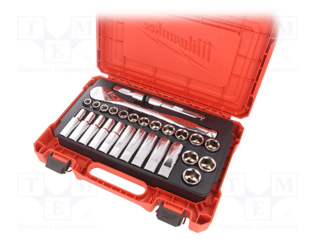 Wrenches set; 6-angles,socket spanner; Mounting: 1/2"; 28pcs.