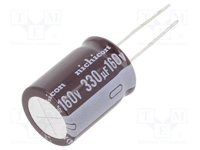 Capacitor: electrolytic; THT; 330uF; 160VDC; Ø18x25mm; Pitch: 7.5mm