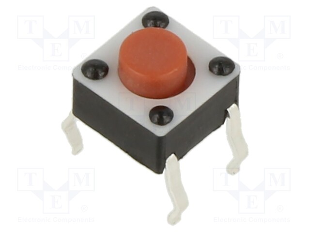 Microswitch TACT; SPST-NO; Pos: 2; 0.05A/12VDC; THT; 0.98N; 6x6x4mm