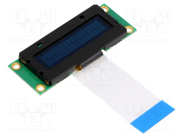 Display: OLED; alphanumeric; 16x2; Window dimensions: 36x10mm