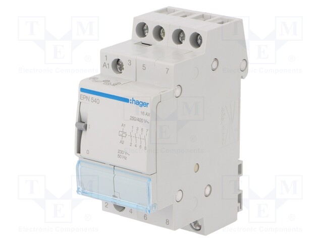 Relay: installation; bistable; NO x4; Mounting: DIN; 16A; -5÷40°C