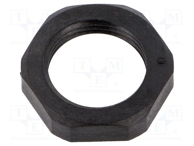 Nut; M20; polyamide; UL94V-0; D: 6mm; Spanner: 27mm; black; -40÷100°C