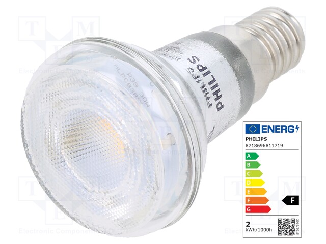 LED lamp; warm white; E14; 230VAC; 150lm; 1.8W; 36°; 2700K