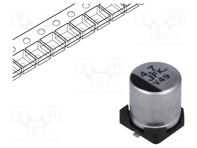 Capacitor: electrolytic; low impedance; SMD; 4.7uF; 63VDC; ±20%