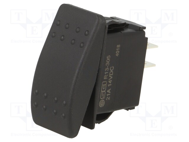 ROCKER; DPST; Pos: 2; OFF-(ON); 20A/14VDC; black; IP56; none; UL94V-2