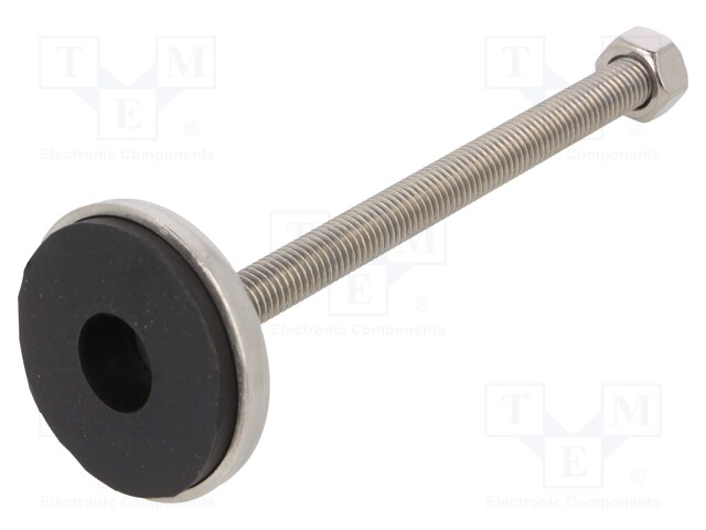 Foot of pin; rigid; Base dia: 55mm; M12; stainless steel