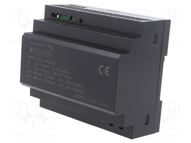 Power supply: switched-mode; 153.6W; 90÷264VAC; 48VDC; Iout: 3.2A