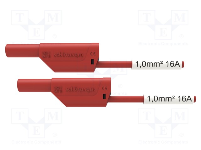 Test lead; 16A; 4mm banana plug-4mm banana plug; Urated: 1kV