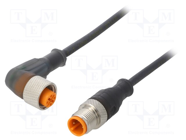 Connection lead; PIN: 3; 5m; plug; 4A; with LED indicators; IP67