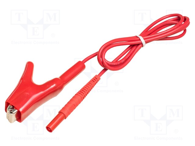 Test lead; banana plug-crocodile clip; Urated: 1kV; Len: 1.2m; red