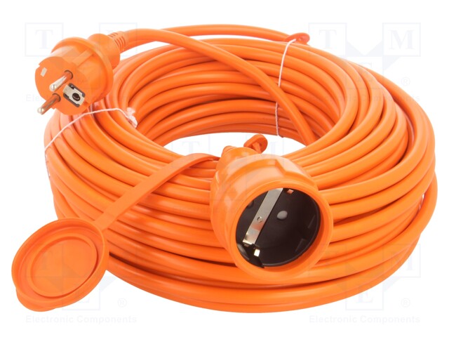 Extension lead; Sockets: 1; PVC; orange; 3x1,5mm2; 25m; 16A