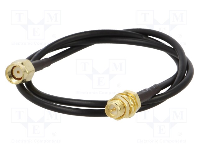 Cable; 50Ω; 0.5m; RP-SMA male,RP-SMA female; black; straight