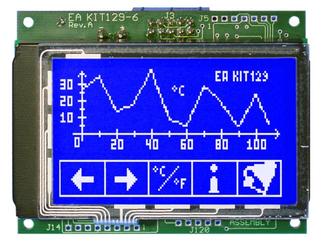 Display: LCD; graphical; LCD; 128x64; STN Negative; blue; LED