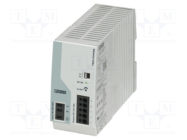 Power supply: switched-mode; Mounting: DIN; IP20