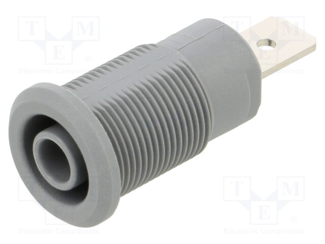 Socket; 4mm banana; 32A; 1kV; Cutout: Ø12.2mm; grey; nickel plated