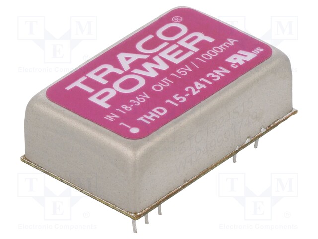 Converter: DC/DC; 15W; Uin: 18÷36V; 15VDC; Iout: 1A; DIP24; 330kHz