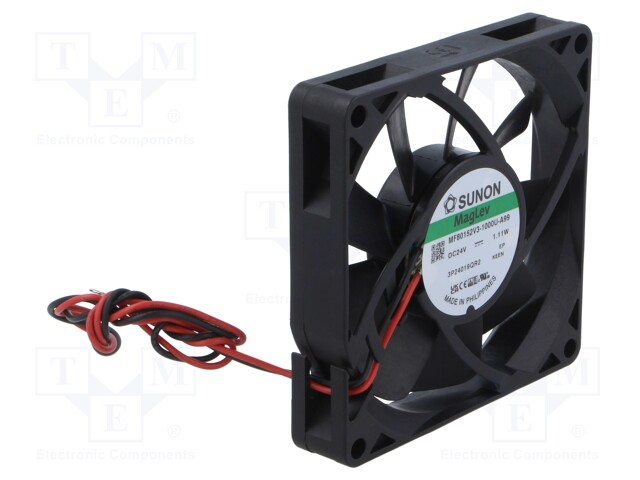 Fan: DC; axial; 24VDC; 80x80x15mm; 52.31m3/h; 30.8dBA; Vapo; 2800rpm