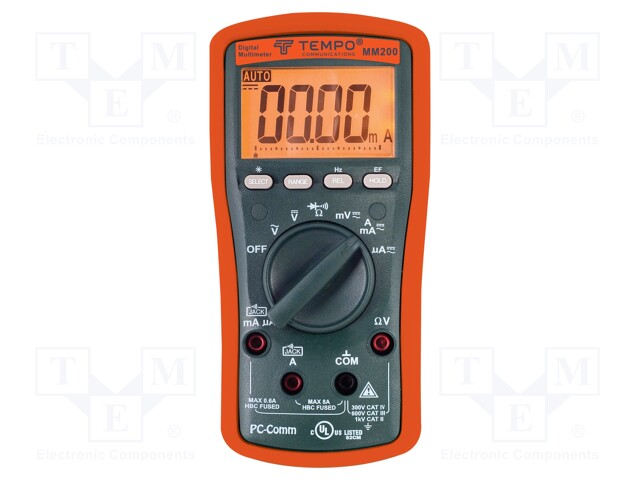 Digital multimeter; LCD (6000),with a backlit; 50÷400Hz; 0÷40°C