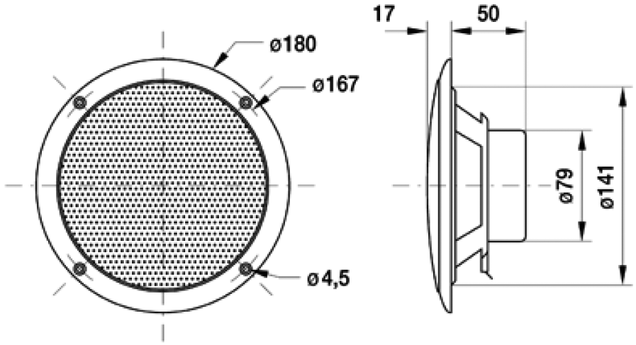Loudspeaker; 1.5W; Ø180x114.5mm; Sound freq: 60÷15000Hz; Ø: 180mm