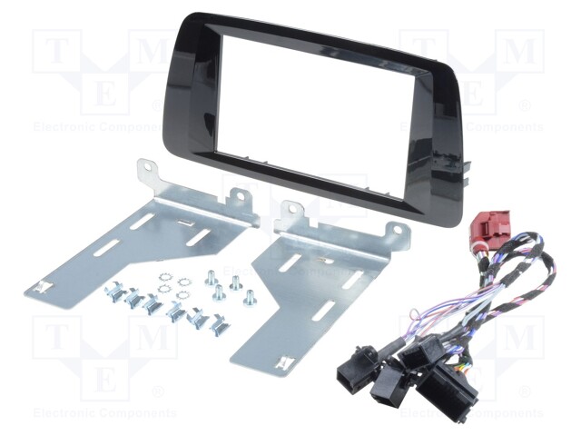 Radio mounting frame; Seat; 2 DIN; black gloss