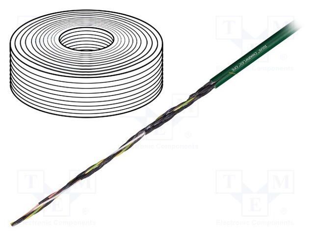 Wire: control cable; chainflex® CF5; 2x0,5mm2; PVC; green; Cu; 6mm