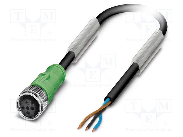 Connection lead; M12; PIN: 3; straight; 5m; plug; 250VAC; 4A; 250VDC