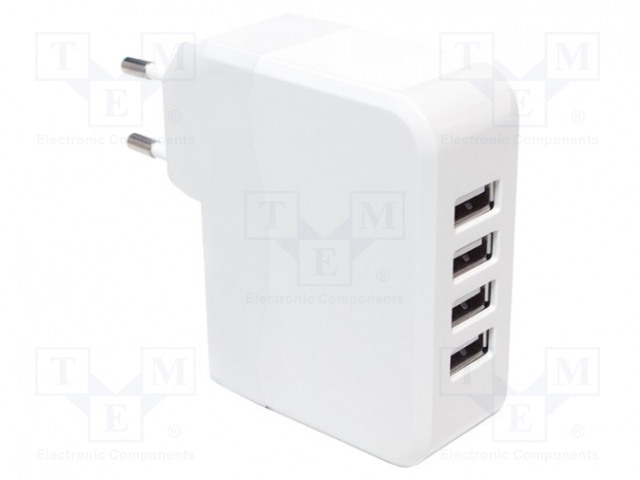 Power supply: switched-mode; 5VDC; 4.9A; Out: USB x4; 24.5W; 0÷40°C