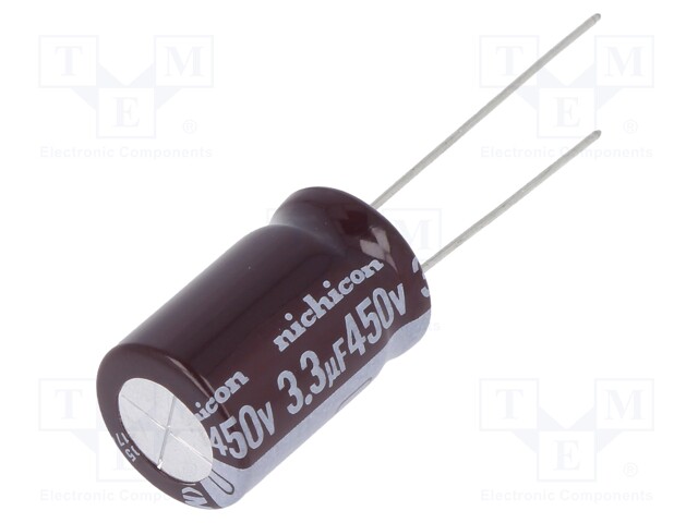 Capacitor: electrolytic; low impedance; THT; 3.3uF; 450VDC; ±20%