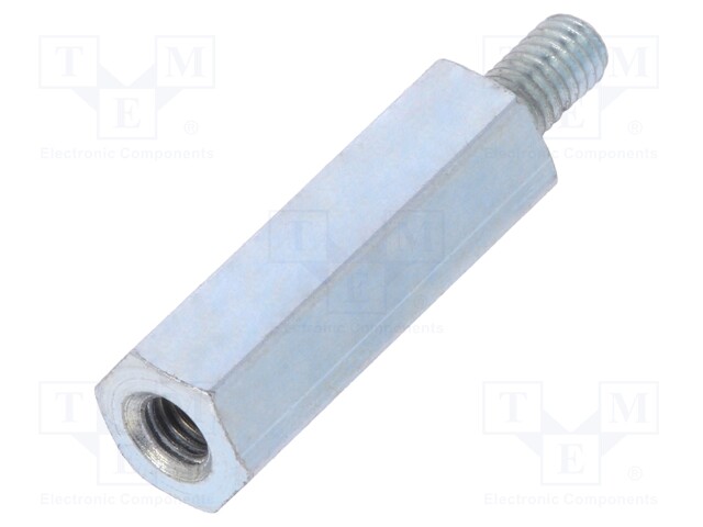 Screwed spacer sleeve; Int.thread: M3; 18mm; Ext.thread: M3; steel