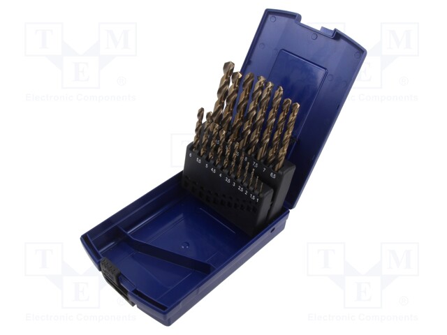 Drill set; for metal; high speed steel cobalt HSS-E; 19pcs.