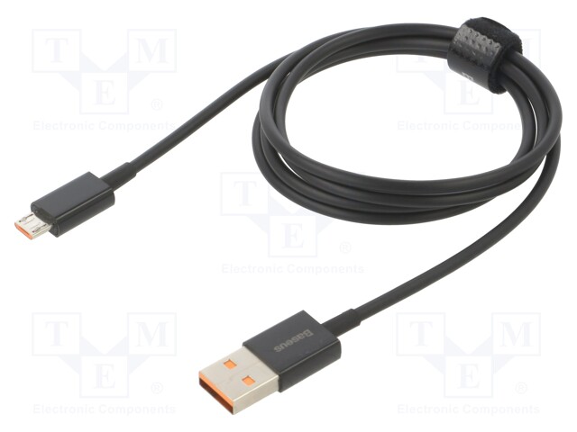 Cable; USB 2.0; USB A socket,USB A micro plug; 1m; black; 2A