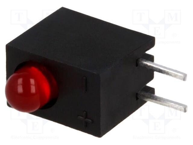 LED; in housing; red; 3mm; No.of diodes: 1; 20mA; Lens: diffused,red