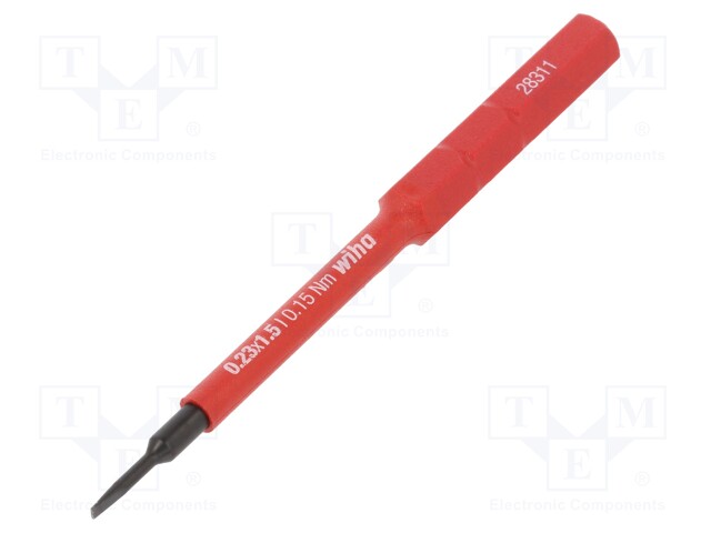 Screwdriver bit; slot; 1,5x0,4mm; max.0.4Nm; 1kVAC; insulated