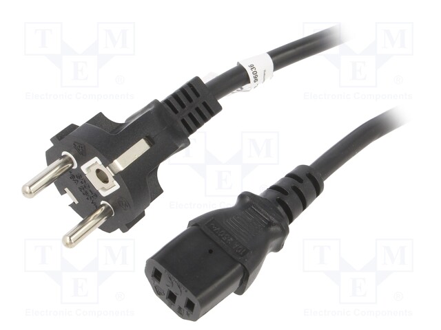 Cable; IEC C13 female,IEC C14 male; PVC; 3m; black; 10A; 250V