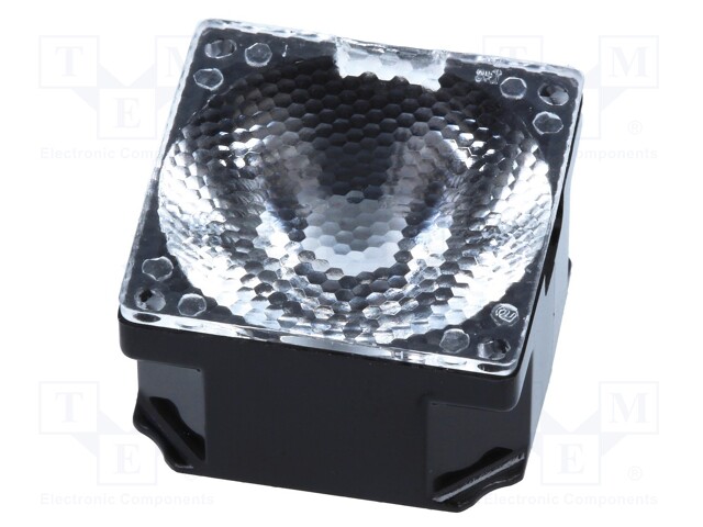 LED lens; square; transparent; 10÷13°; Colour: black; H: 13.1mm