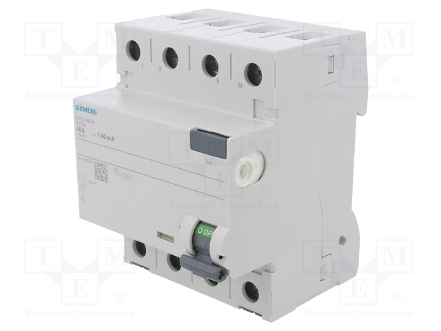 RCD breaker; Inom: 40A; Ires: 100mA; Poles: 3+N; 230/400VAC; DIN