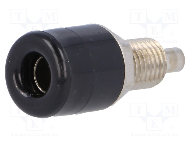 Socket; 4mm banana; 16A; 60VDC; Cutout: Ø8.1mm; black; insulated