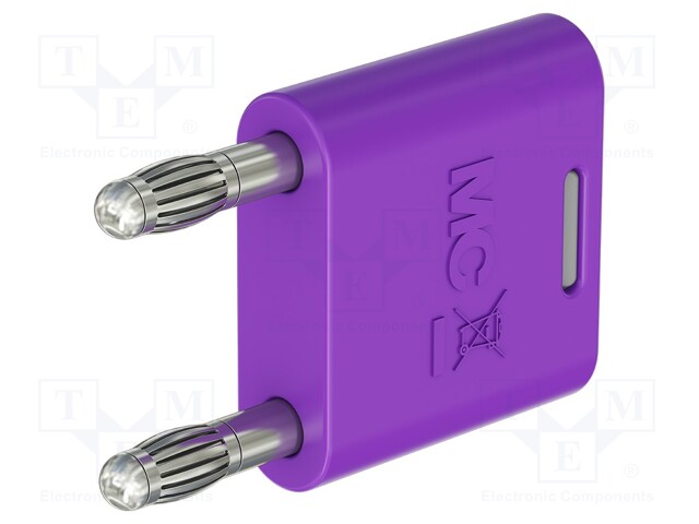 4mm banana; 32A; 30VAC; 60VDC; violet; nickel plated; insulated