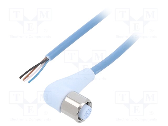 Connection lead; M12; PIN: 4; angled; 5m; plug; 250VAC; -40÷105°C