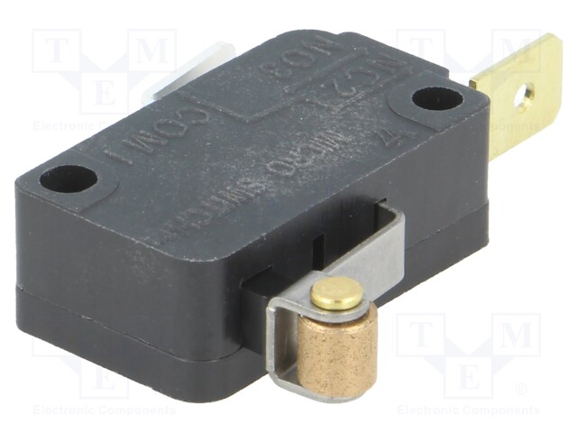 Microswitch SNAP ACTION; with roller; SPST; 5A/125VAC; ON-(OFF)