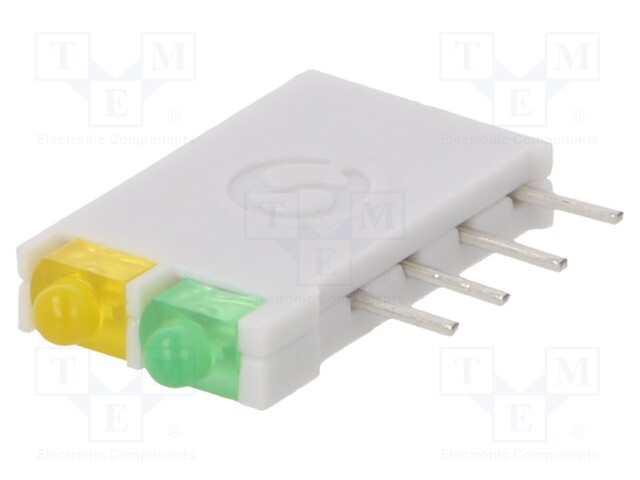 LED; in housing; yellow/green; 1.8mm; No.of diodes: 2; 10mA; 38°