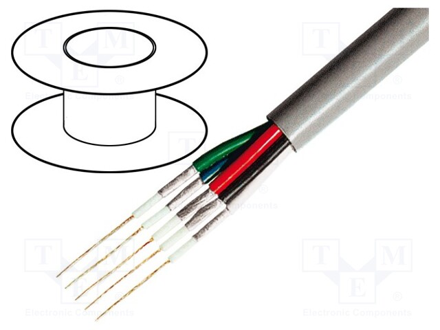 Wire: AV; Outside insul.material: PVC FirestoP®; OFC; grey; 5; 75Ω